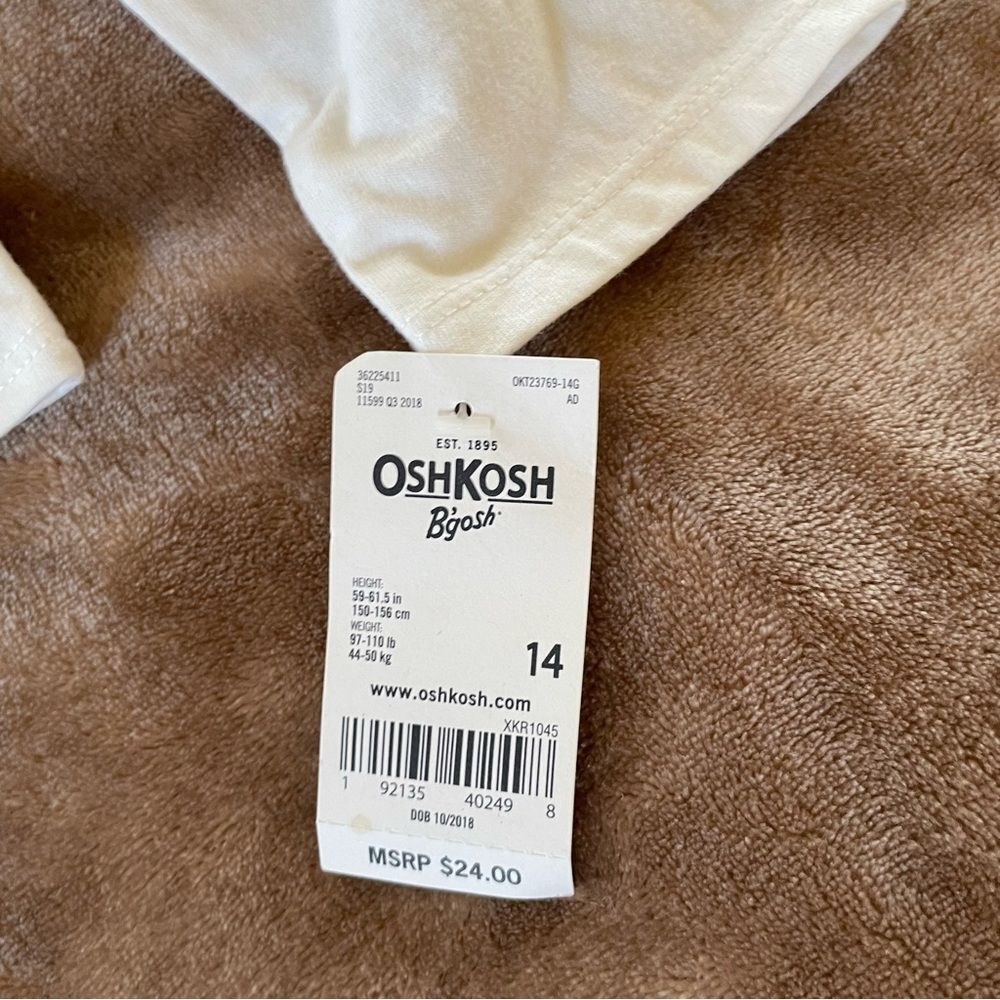 OshKosh B'gosh Girls White Long Sleeve with Colorful Unicorn and Knot NWT 14 - Picture 4 of 7